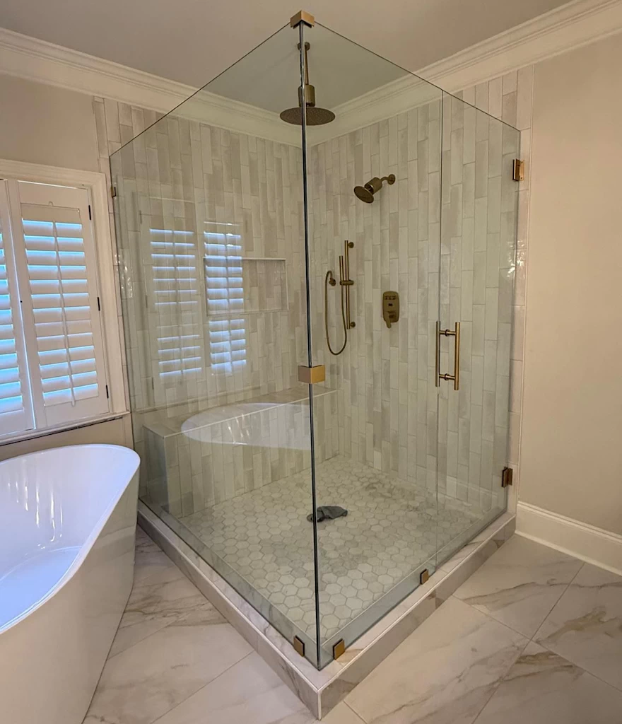 Premium frameless shower hinge installation