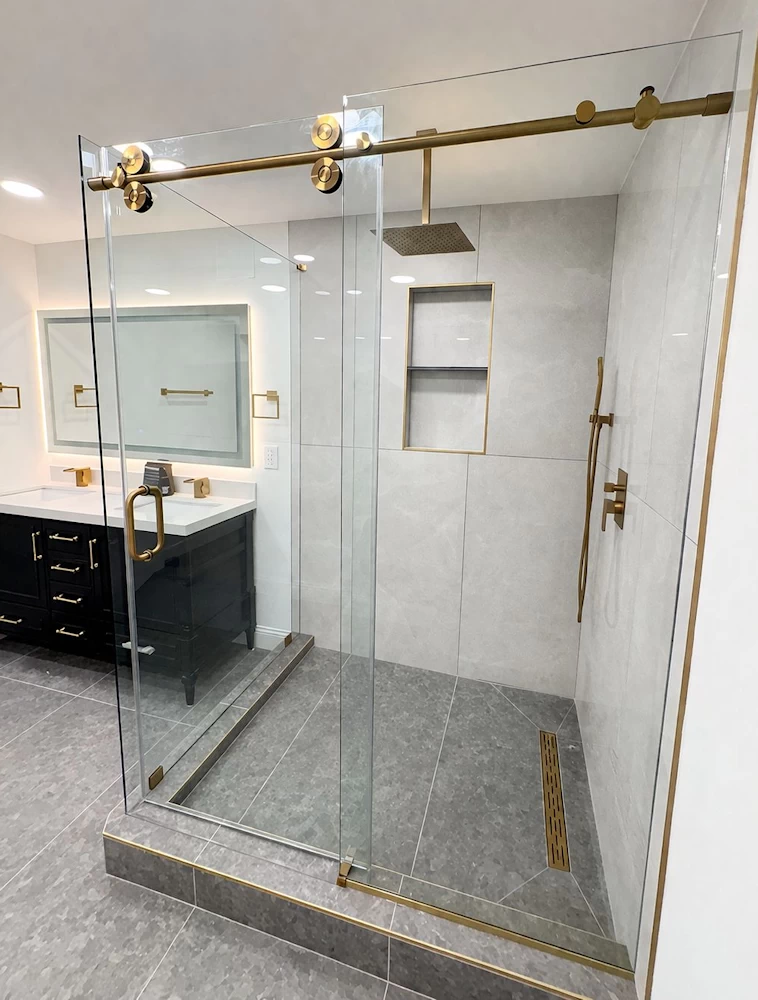 Premium crescent sliding shower door system